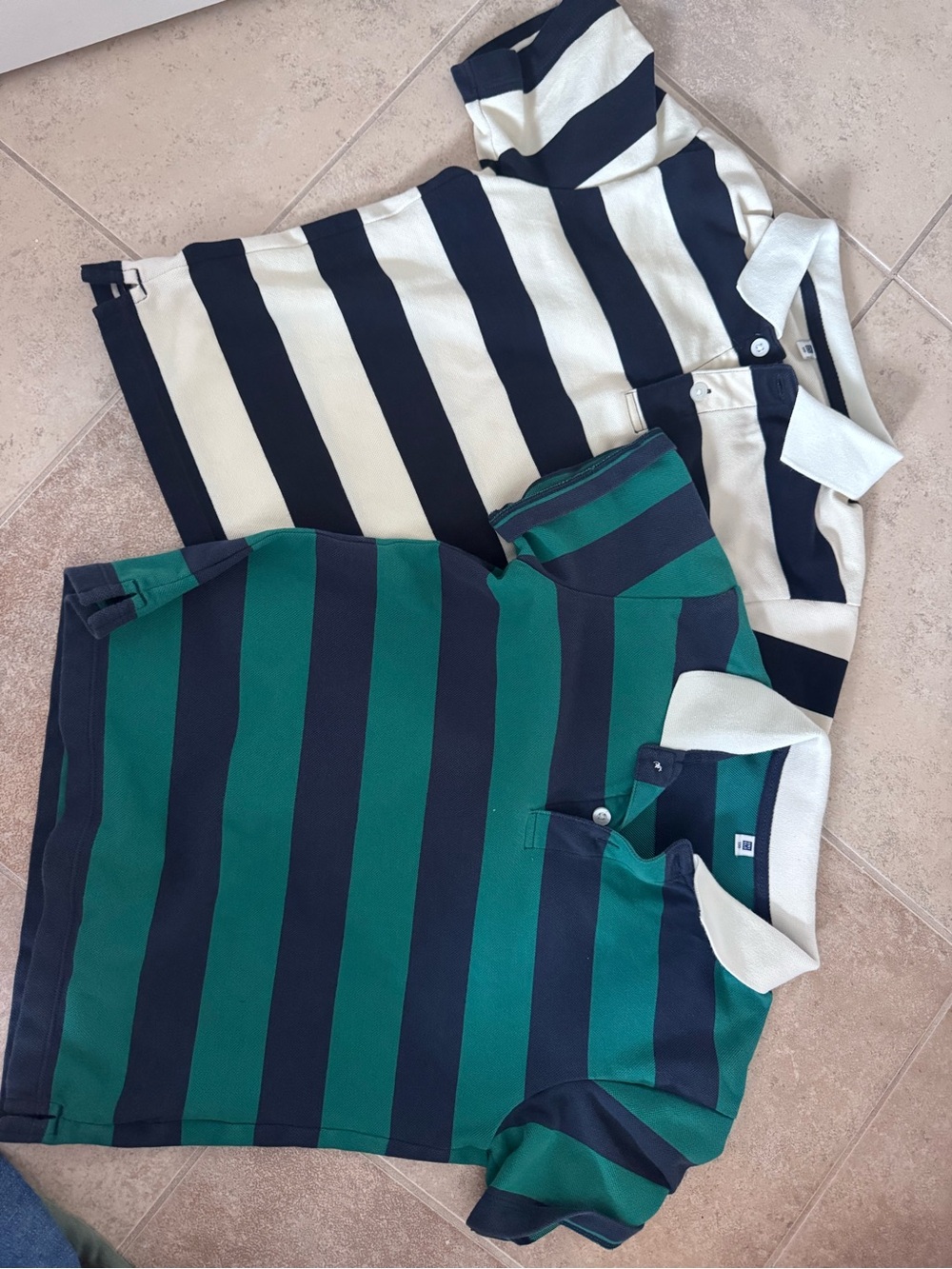 Uniqlo Kids Striped Rugby Polo - Navy, Green & Navy, Cream